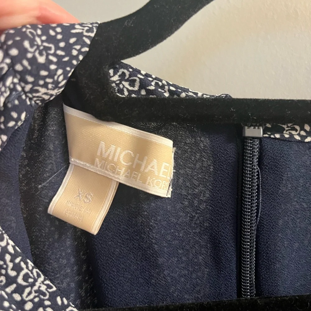 Michael Kors White Blue Long-sleeve Jumpsuit